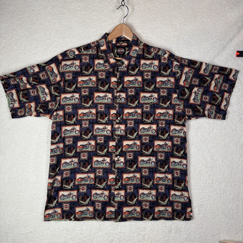 Tori Richard 2XL‎ Harley Davidson Button Front Shirt Cotton Lawn Hawaiian Summer